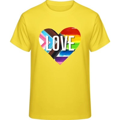 Premium Pride tričko Dúhové srdce Love Zlatá