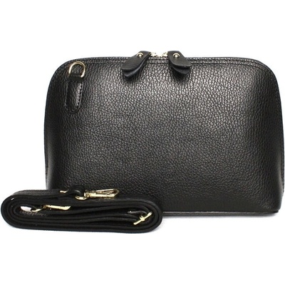 Vera Pelle no. 75 malá pevná kožená crossbody kabelka černá