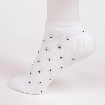 Image 1 of Дамски чорапи в бяло с черни точици и дантела