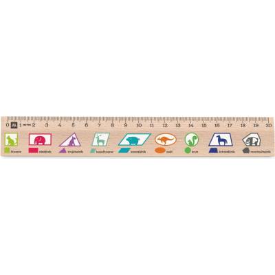 Metrie Didakt-M02 Dřevěné pravítko s potiskem Geometrické tvary 20 cm