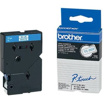 Brother Етикетна лента Brother - P-touch TC-203, 12 mm, синя/бяла (TC203)