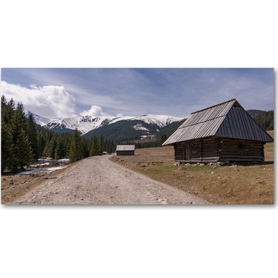 Fotoobraz na skle Domček v horách 100x50 cm