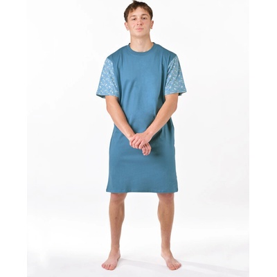 Gina pánské košile noční pánská krátký rukáv šité s potiskem Pyžama 2025 79202P měsíc dunaj