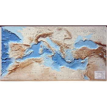 L.A.C. Státy středozemního moře - plastická mapa 124 x 64 cm Varianta: bez rámu, Provedení: plastická mapa