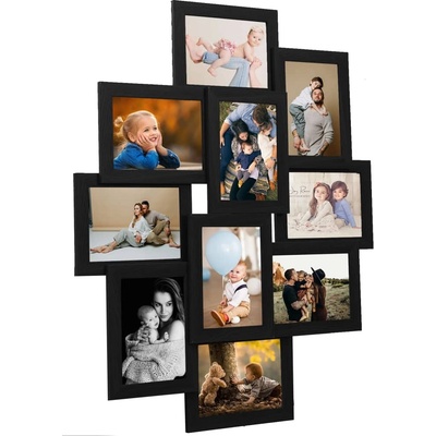 vidaXL Фоторамка колаж за 10 снимки (10х15 см), черна, МДФ (332782)