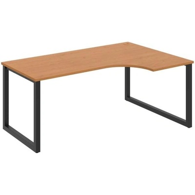 Hobis Pracovný stôl UNI O, ergo, ľavý, 180 x 75,5 x 120 cm, jelša/čierna