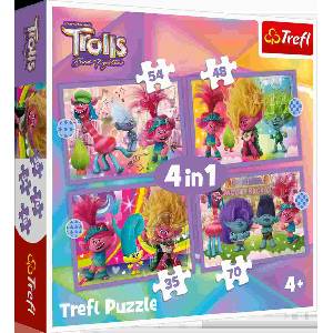 Trefl - Puzzle 4v1 Adventures of Colorful Trolls - 1 - 39 piese