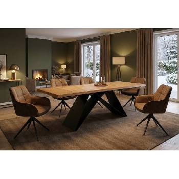 ЕВРОМАР Разтегателна трапезна маса grigor черен мрамор / черно