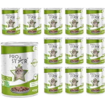 HERMOS Prostar Jelly Adult Cat Food Lamb - Пълоценна храна за пораснали котки, консерва с агне в желе 400 гр х 12 броя в стек, Турция