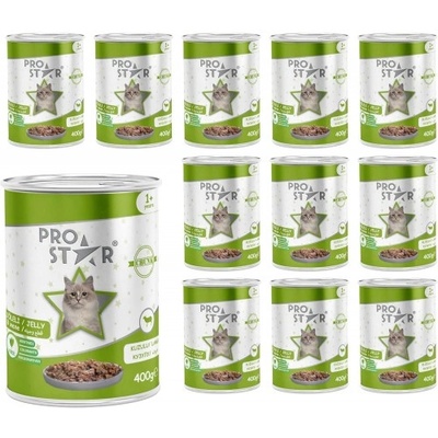 HERMOS Prostar Jelly Adult Cat Food Lamb - Пълоценна храна за пораснали котки, консерва с агне в желе 400 гр х 12 броя в стек, Турция
