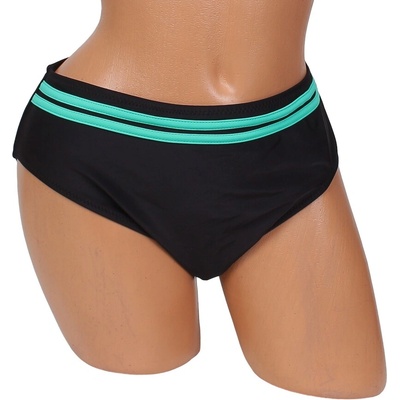 Дамска монокина в черно със зелени ленти