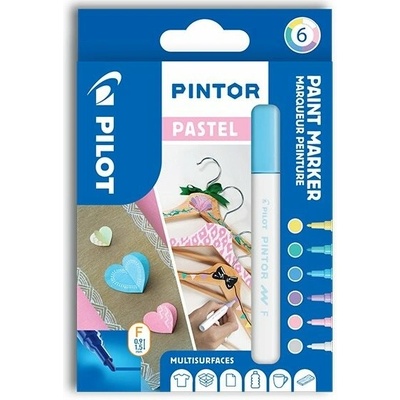 Dekoračný popisovač, sada,1 mm, PILOT "Pintor F", 6 druhov pastelových farieb