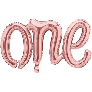 Party Deco Фолиев Надпис "One", Розово Злато, 66х37