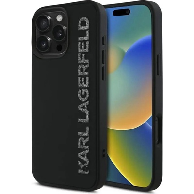KARL LAGERFELD HC 3D гумен удължен бляскав калъф за iPhone 16 Pro - черен (3666339357023)