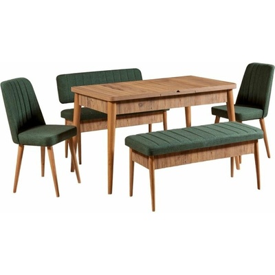 Sconto Jedálenská zostava Vina 8 zelená / borovica atlantic