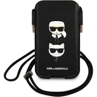 Púzdro Karl Lagerfeld Karl Lagerfeld and Choupette Head Saffiano S/M čierne