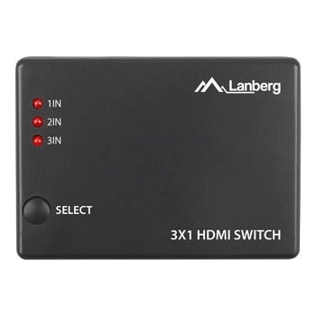 Lanberg Video Switch 3x HDMI + Micro USB порт + Дистанционно управление, черен (SWV-HDMI-0003)