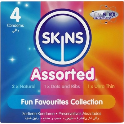 Skins mix kondomů vroubkované natural extra tenké 4 ks