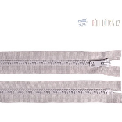 Zips kostený nedeliteľný svetlo sivý, dĺžka 25 cm