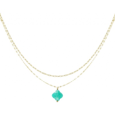 Ornamenti Pozlacený turquoise clover gold OOR300072