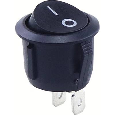 Kolébkový vypínač kulatý KCD1, 19mm, 250V/6A, 2-pin, čierny