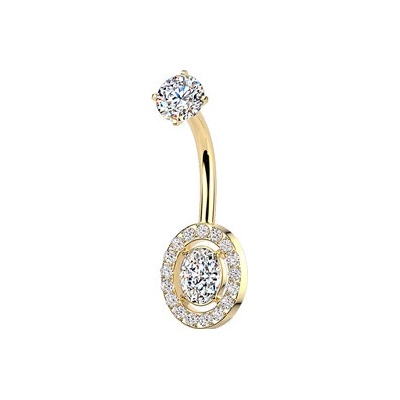 Šperky4U Zlacený ocelový piercing do pupíku BS1080-GD