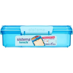 Sistema Кутия за закуски Sistema Lunch Snack Attack Duo с 2 отделни отделения, 975 мл, синя