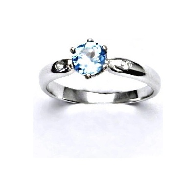 Čištín zlatý s čirými zirkony přírodní topaz sky,bílé zlato VLZDR048