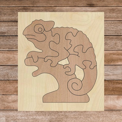 SENTOP H014-B 4132-63636 Drevená dvojfarebná drevená montessori vkladačka pre deti - CHAMELEÓN