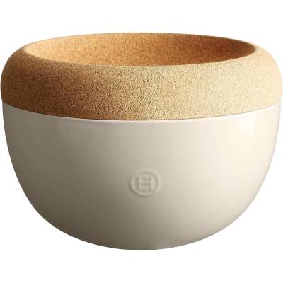 Emile henry (Франция) Керамична купа (фруктиера) с корков капак emile henry deep storage bowl - Ø27 см - цвят екрю (eh 8764-02)