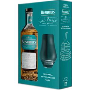 Bushmills 10 YO с дегустационна чаша - малцово ирландско уиски 700ml