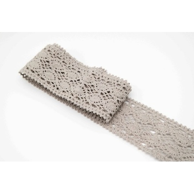 Bavlnená paličkovaná čipka - sivá - šírka 3,9 cm - vsadka