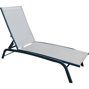 HORECANO Метален 5-позиционен шезлонг с БЯЛ текстилен и сива рамка 188x58xh30cm (EL-L1016S-WHITE) (0195143)