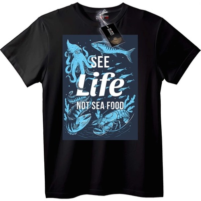 NOONEBRAND Тениска Виж Живота, Не Морските Дарове - 3XL, Black