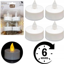 svíčka čajová LED pr.3,5cm BÍ 4ks s bateriemi časovačem MC5999950
