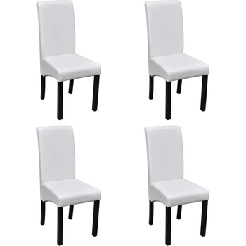 vidaXL Трапезни столове, 4 бр, бели, изкуствена кожа (241729)