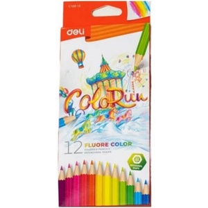 Deli Моливи цветни флуоресцентни ColoRun Deli 12 цвята