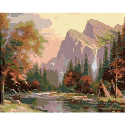 zuty Malování podle čísel Týpí pod horami 50 x 40 cm vypnuté plátno na rám