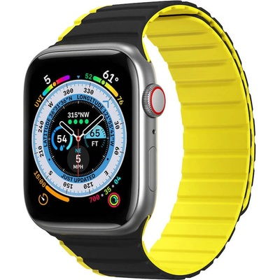 DUX DUCIS Магнитна силиконова каишка за Apple Watch 42мм, 44мм, 45мм, 46мм, Ultra, Ultra 2 49мм - Dux Ducis Silicone Magnetic Strap (LD Version) (черен-жълт)