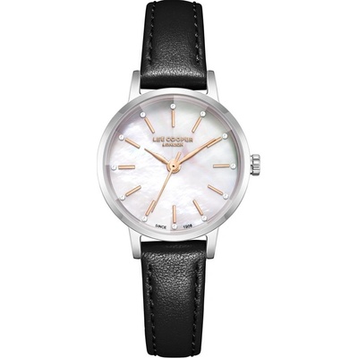 Lee Cooper LC08242.331 Дамски часовник, Черен- Седефен циферблат, Кожена каишка