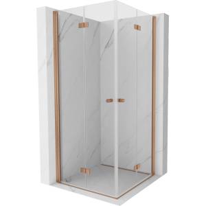 Mexen Mist-F Duo сгъваема душ кабина 85 x 85 см, прозрачна, четкана мед - 8A6-085L-085P-65-00 (8A6-085L-085P-65-00)