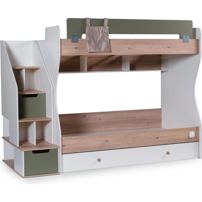 Легло двуетажно Atlas 100 cm бяло и зелено