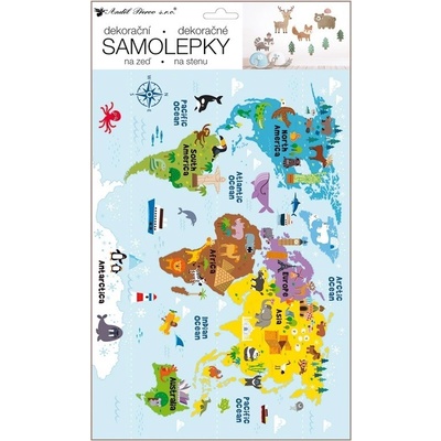 Anděl Přerov Samolepka na zeď mapa světa, rozměry 24 x 42 cm