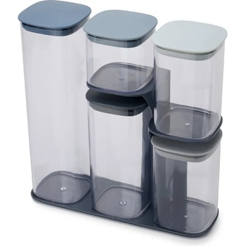 Joseph Joseph Кухненски буркан за съхранение PODIUM, комплект 5 бр. , с поставка, син, Joseph Joseph (JS81106)
