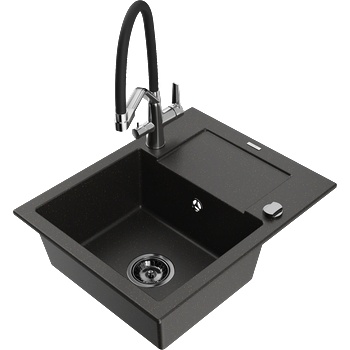Mexen Enzo гранитна мивка с 1 камера с отцедник и кухненски смесител Duo, (6506-75-671701-07-B)
