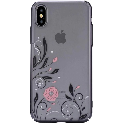 DEVIA Crystal Petunia Case - поликрабонатов кейс за iPhone XS, iPhone X (с кристали Сваровски) (черен)