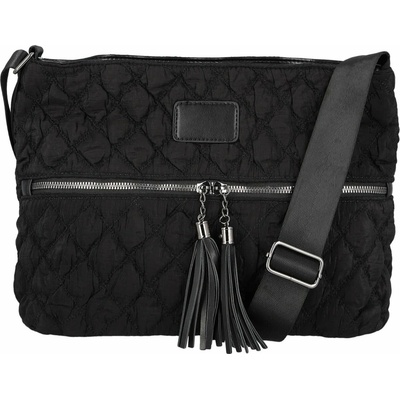 Amalia Dámská prošívaná crossbody kabelka s třásněmi Yana černá