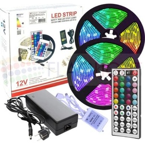  Комплект 10 м RGB LED лента SMD5050 30 LED/m IP20+IR контролер 44 key+адаптер 6A (1139)
