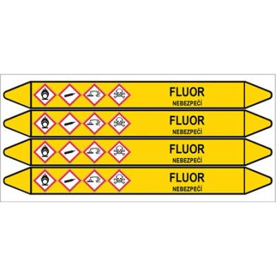 Značení potrubí, fluor,4 ks, 250 × 26 mm PZ 007474