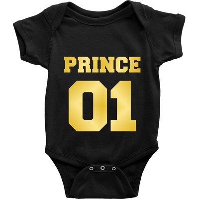 TRIKOO Dětské BODY PRINCE Zlatá BODÝČKA ČERNÉ